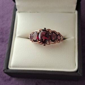 Tanzanian Wine Garnet and White Zircon Ring.